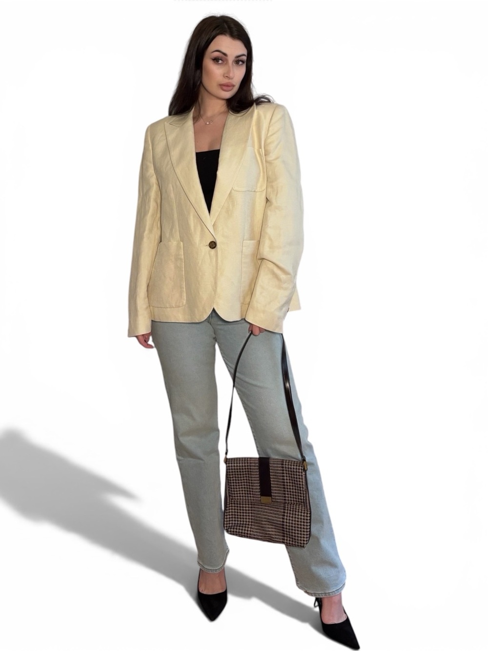 Lauren Ralph Lauren Cream Linen Blend Blazer Size 16 Quiet Luxury